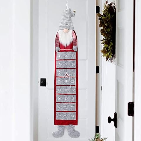 XAMSHOR Christmas Advent Calendar Fabric Countdown Calendar with 24 Pockets Wall Hanging for Holiday Decorations Cover