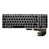 Backlit Keyboard with Pointing Stick,Latin Spanish teclado Replacement for HP EliteBook 755 G3 850 G3 850 G4 ZBook 15u Gen3 Gen4 with Pointing Stick,Silver Keyboard Trim