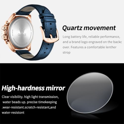 Image of OLEVS Men Watch Big Face Chronograph Waterproof Leather Strap Fashion Watch