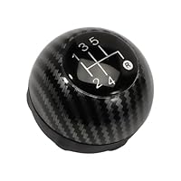Anlseiod 5-Gang Schaltknauf für Fiat 500/500C 2007-2018,Sportliches Kohlefaser Design aus robustem ABS,Perfekte Passform,rutschfeste Grifffläche Plug-and-Play Installation
