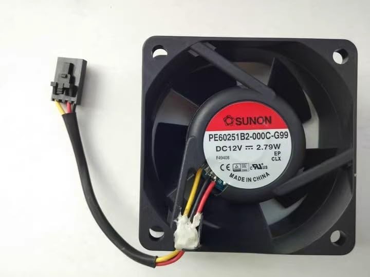 12V 2.79W Super Durable Double Ball Fan - Model PE60251B2-000C-G99, 60x60x25mm Cooling for Electronics