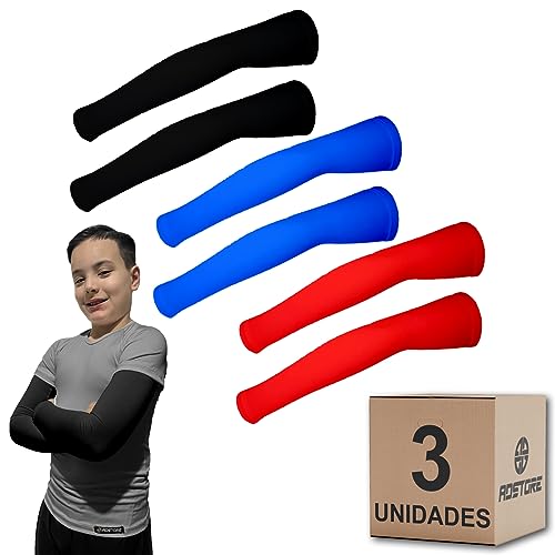 Kit 3 Manguito Manga Infantil Com Elástico Futebol Soccer Color Esportes (Preto - Cinza - Branco, 10