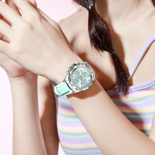 Image of OLEVS Luxury Diamond Small Female Watches - Stainless Steel Bracelet, Waterproof Business Dress Analog Luminous Date Ladies Watches