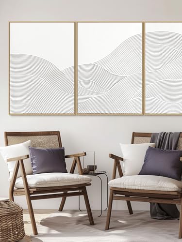 Image of Framed 3-Piece Neutral Abstract Textured Wall Art - Modern Boho Wall Decor for Living Room, Bedroom & Bathroom - Large 3D Framed Artwork for Contemporary Home Decor,20 x 28 inches x3 pieces