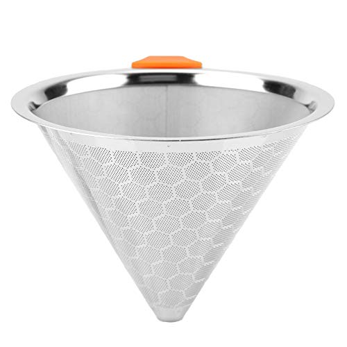 Fdit Stainless Steel Coffee Filter Cone Tea Coffee Dripper Coffee Mesh Strainer Funnel