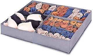 LuvPett 4 Pack Clothes Drawer Organiser, Foldable Underwear Storage Organiser, Fabric Wardrobe Storage Box, Bedroom Drawers Dividers for Bras, Socks, Ties, Belts, Baby Clothes (Grey)