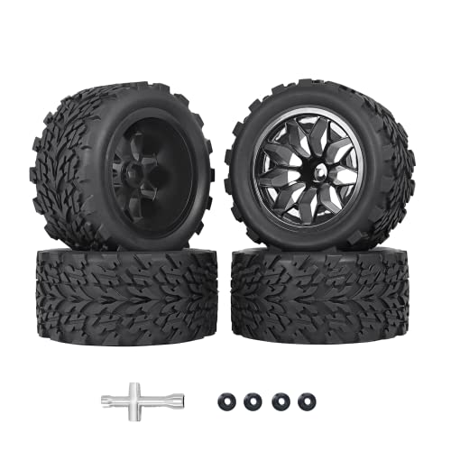 RC Station 12mm Hex RC Wheels and Tires 1/10 Scale RC Truck Tires and Wheels for Traxxas Rustler...