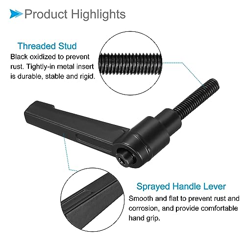 Image of Clamping Lever Handles, M6 x 25mm Male Thread, Adjustable Quick Release Locking Rotating Bolt Knobs Black - (Applications: for Lathe Machinery), 1-Piece