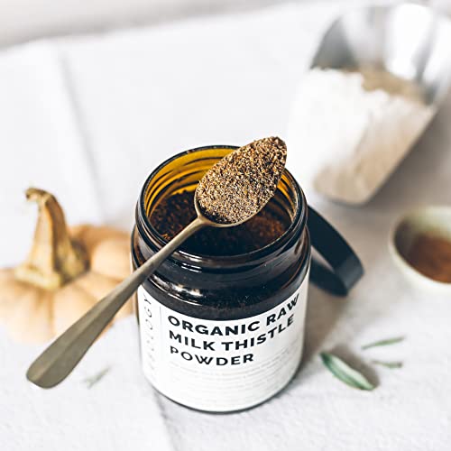 Erbology 100% Organic Milk Thistle Powder 4.2 Oz - Cold-Pressed From 100% Milk Thistle Seeds - Rich In Silymarin - Cleanse And Detox - Straight From Farm - Raw Vegan - Non-Gmo - Recyclable Glass Jar #TOP7
