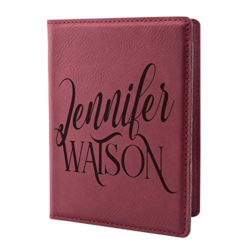 Personalization Lab Burgundy Leatherette Passport Holder, Women's Travel Wallet, Custom Passport Cover - Scratch Resistant, Lightweight