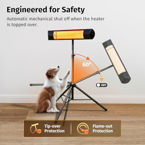 image for EAST OAK Electric Outdoor Indoor Heater, 1500W Patio Infrared Heater w