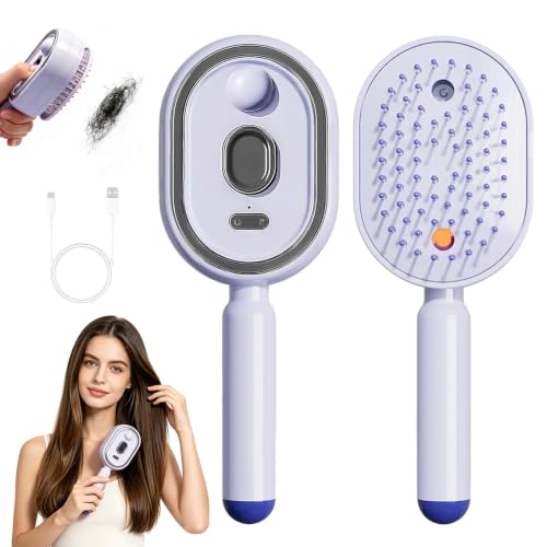 Electric Steam Brush for Hair 3 in 1 Anti-Static Detangling Comb & Air Cushion Massage Steam Hair Brush with Water Spray Rechargeable Cordless Steam Hair Straightener for All hair Self-Cleaning