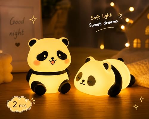 Image of Cubbie Cute Sleeping & Sitting Panda Night Light Lamp Battery Operated Table and Desk Decorations Gift Pandas (Pack of 2)