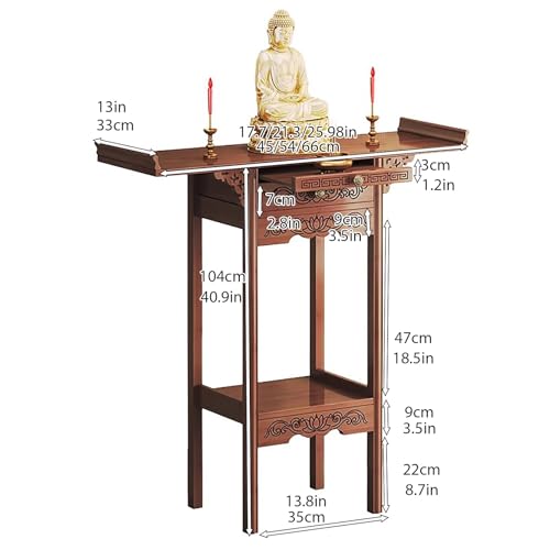 Mesa de Altar de Bambú Brass 45x33x104cm con Cajón de Estilo Chino 3