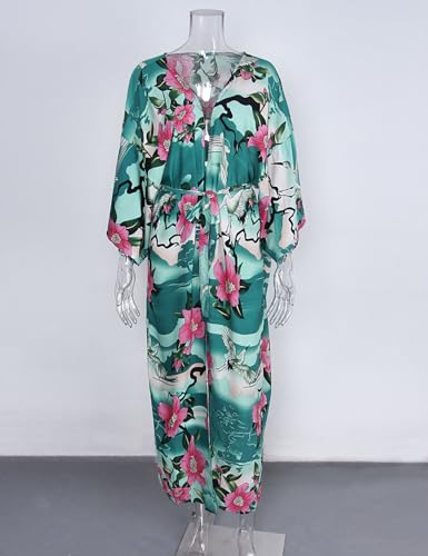 shermie Women's Long Kimono Bohemian Loose Causal Summer Beach Bikini Swimwear Swimsuit Cover Up4