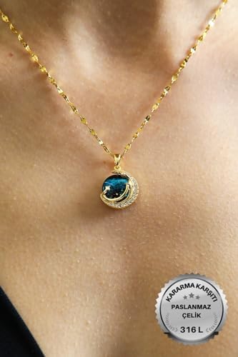 Trend Collection Kadın Paslanmaz Çelik Gold Zincir Yıldız Gökyüzü Kolye (Gold) - Görsel 6