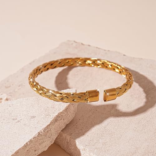 Gold Bracelets for Women Non Tarnish,Adjustable Gold Cuff Bracelet for Women,Open Wide 18K Plated Gold Bangles for Women Trendy,Waterproof Jewelry for Daily Wear,Dainty Bangles Bracelets Accessories4
