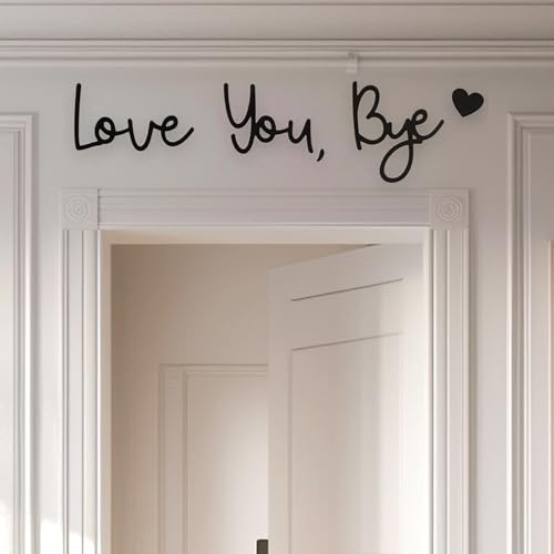 Twinsun Love You Bye Above Door Sign Modern Black Letter Sign Wall Art 15cm x 14cm Wall Decoration for Hallway and Stairs Valentines Decorations