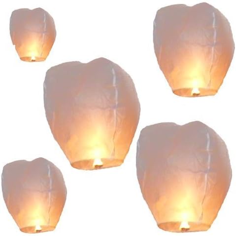 "Night Sky Lanterns" (TM) White Sky Candles (Pack of 5)