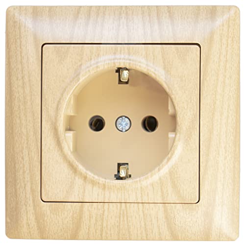 Gunsan Prise de courant avec contact de protection encastré aspect bois poirier