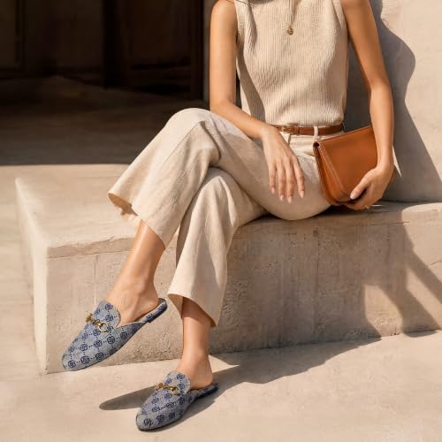 Image of Minorsu Buckle Mules for Women Flats Loafers Shoes for Work Office Business