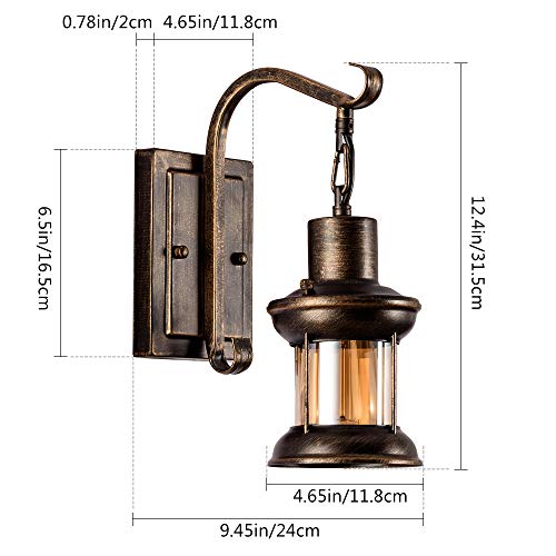 Moonkist Industrial Vintage Single Head, Rustic Nordic Glass Wall Sconce Fixtures Retro Metal Painting Color Wall Lamp For Home Bar Bedroom Bedside Corridor Decorate Wall Light 110V #TOP5