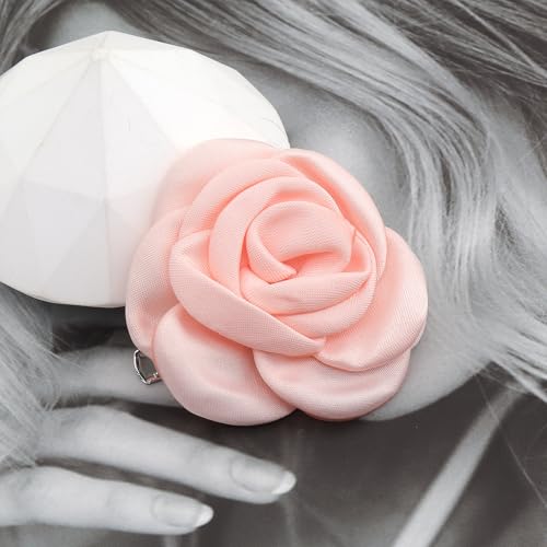 Image of Handmade Camellia Flower Boutonniere Stick Brooch for Women Bohemia Fabric Floral Lapel Pin Stylish Vintage Pin Corsage for Women Jewelry Gifts