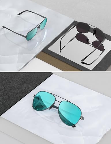 LUENX Aviator Sunglasses for Men Women Polarized - UV400 Protection, Stylish Shades, Driving, Outdoor Activities 59MM(Light Blue) - Thumbnail 3