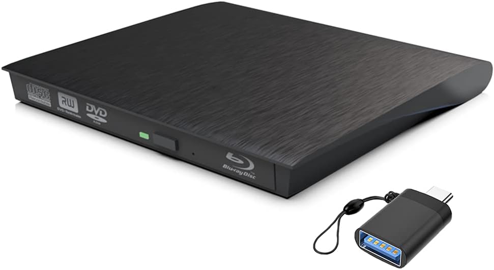 Jotec External 3D Bluray DVD Drive Burner, Portable USB 3.0 and Type-C Blu-Ray 6X Silm Blu Ray BD CD DVD Player Writer for MacBook, Laptop, Desktop Windows, MacOS, Linux