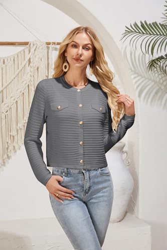 Image of GRACE KARIN Women's Knit Cardigan Sweaters Long Sleeve Open Front Button Down Trendy Jackets Lightweight Summer Outfits