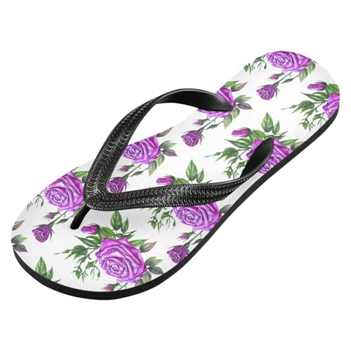 Purple Rose Leaf Flip Flops for Beach Thong Sandals Anti-slip Lightweight Beach Shoes for Travel Summer Outdoor2
