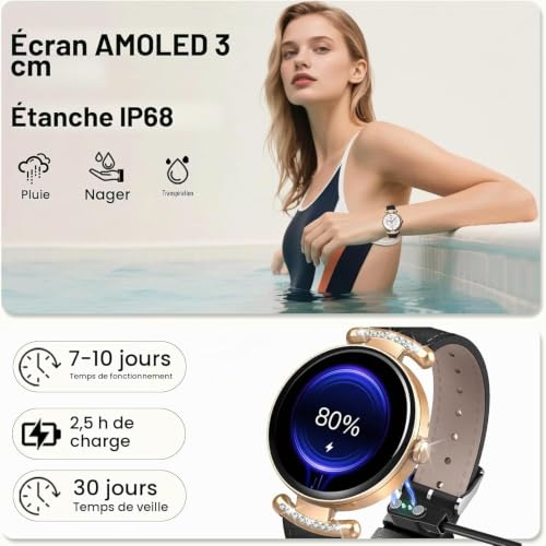 Jugeman Smartwatch Damen Fitnessuhr Bluetooth Anrufe IP68 Wasserdicht – Ansicht 3