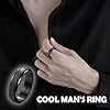 LOCCY 8 pcs Men Stainless Steel Spinner Rings, Black Spinner Rings for Men Women, Cool Chain Anxiety Ring Men Ring Set, 8mm Wide - Gift for Father's Day (6) #4