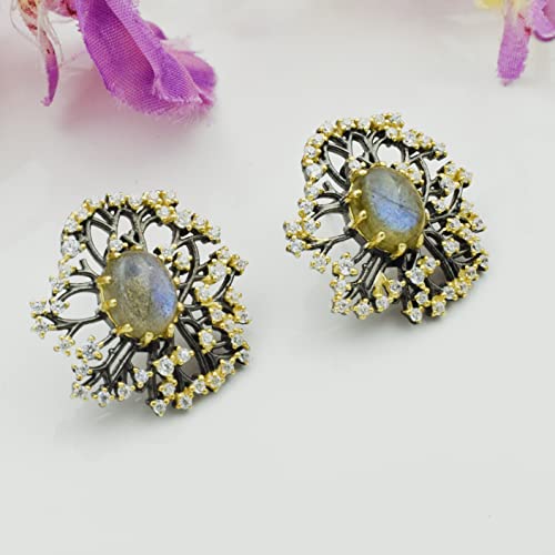 Labradorite boucles d'oreilles argent 925 cadeau d'anniversaire idéal et raffiné - 3