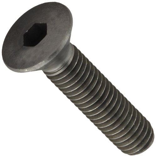 Class 12.9 Steel Socket Cap Screw, Plain Finish, Flat Head, Internal Hex Drive, Meets DIN 7991, 10mm Length, Fully Threaded, M5-0.80 Metric Coarse Threads (Pack of 100)