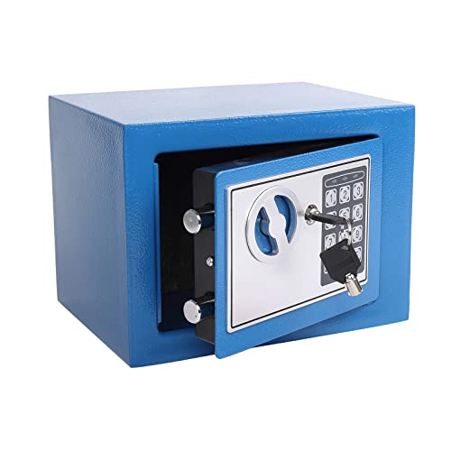 Yuanshikj Electronic Deluxe Digital Security Safe Box Keypad Lock Home Office Hotel Business Jewelry Gun Cash Use Storage (Blue, 17E)