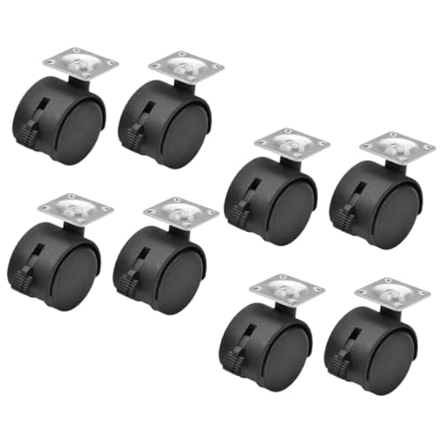 OSOLADY 8個 型平板ナイロン万向キャスター ブレーキ付き オフィス家具椅子交換用 軽量転 静音床傷防止キャスター家具移動用