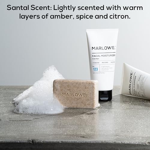 MARLOWE-No-102-Mens-Body-Scrub-Soap-7-oz-6-Bars-Warm-Santal-Scent-Best-Exfoliating-Bar-for-Men-Made-with-Natural-Ingredients-Apricot-Seed-Powder-Shea-Butter-Olive-Oil-Green-Tea-Extracts MARLOWE No 102 Mens Body Scrub Soap 7 oz 6 Bars Warm Santal Scent Best Exfoliating Bar for Men Made with Natural Ingredients Apricot Seed Powder Shea Butter Olive Oil Green Tea Extracts