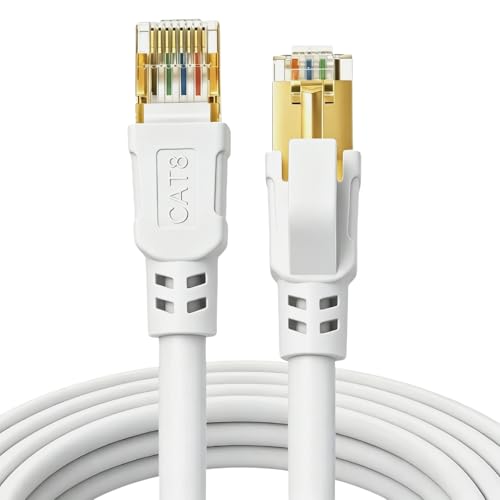 DDMALL CAT 8 Ethernet Kabel 5 Meter, Hochgeschwindigkeit Netzwerkkabel 40Gbps 2000MHz Internet LAN Kabel mit Vergoldetem RJ45 für Router, Modem, Gaming (5m, weiß) DDMALL CAT 8 Ethernet Kabel 5 Meter, Hochgeschwindigkeit Netzwerkkabel 40Gbps 2000MHz Internet LAN Kabel mit Vergoldetem RJ45 für Router, Modem, Gaming (5m, weiß)