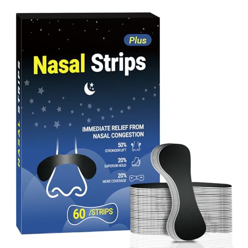 60 Pcs Nasal Strips for Snoring - Extra Strength Nose Strips for Breathing with Strong Adhesion -...