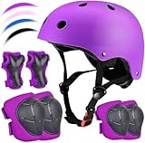 Kids Bike Helmet Set Adjustable for Children, Boys, Girls and Teenagers Aged 3-8 Years Includes Elbow, Knee, Wrist Guards Children's Helmet Protection Set for Bikes SkateboardsRollerskates