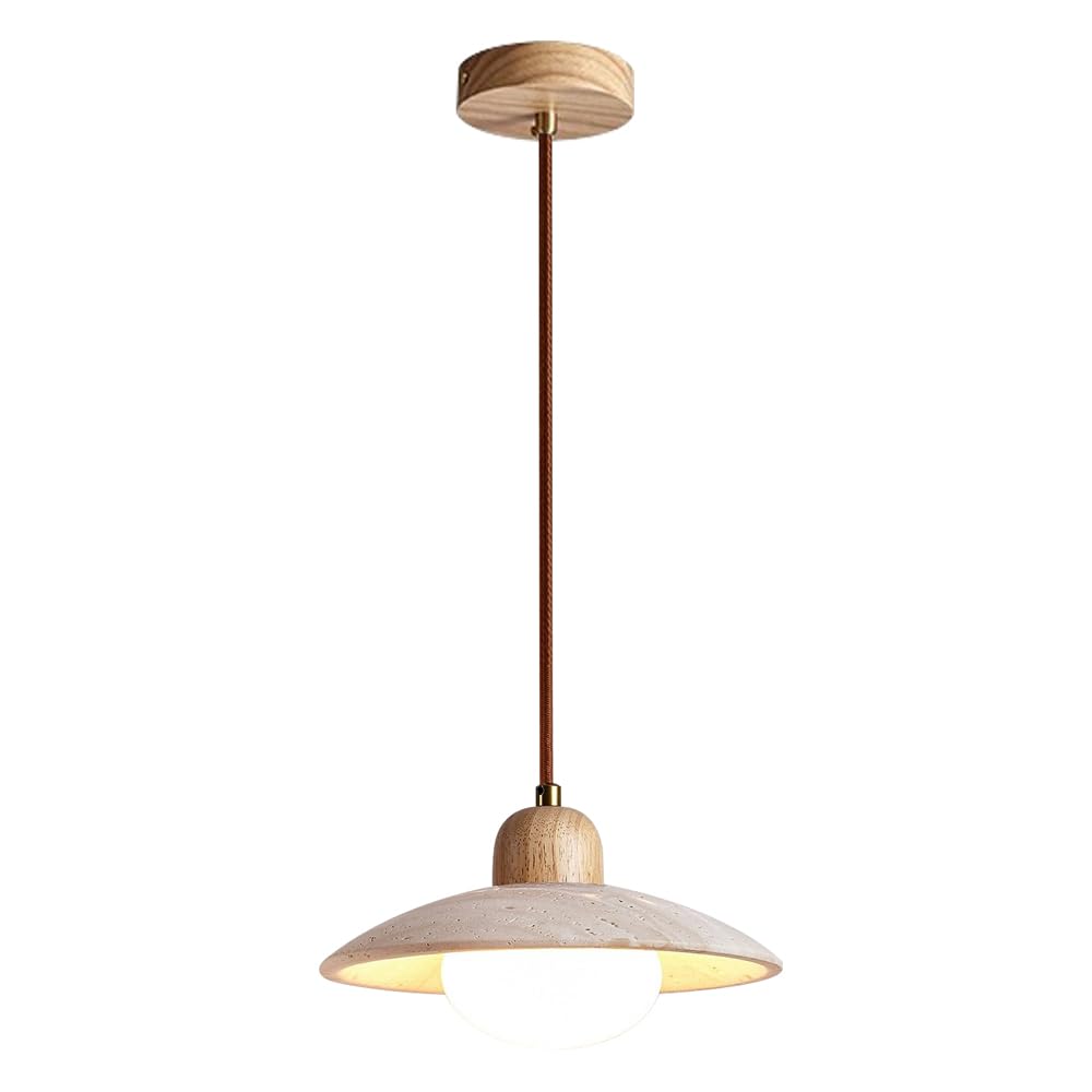 KBUUKYYXouy Natural Yellow Travertine Pendant Lamp. Style Adjustable Height Hanging Light, G9 Base Glass Lampshade Chandelier, Dining Room Living Bedroom Decoration Lighting Fixtures