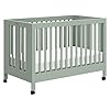 Babyletto maki full size 2 in 1 portable folding crib with toddler bed conversion kit in light sage greenguard gold certified  urban country home decor