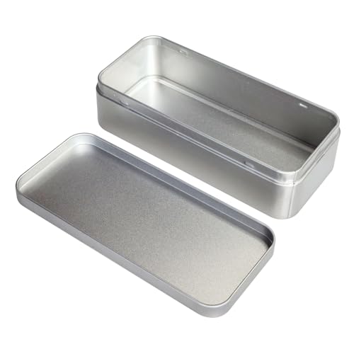 Image of 7 Pieces Rectangular Metal Empty Tins Containers, Silver