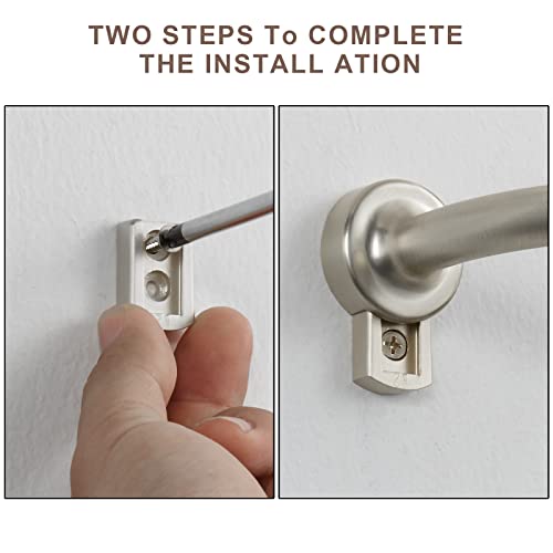 Rod For Curtains, 84-120 Inches Blackout Curtain Rod Heavy Duty Aluminium Solid Finials & Brackets -3/4" Standard Adjustable Telescoping Single Drapery Rod, Simple Wrap Around Curtain Rods For Room Darkening, Nickel Brushed #TOP2