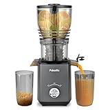 Pukomc Kaltpress-Entsafter, 5,8 Extra Breiter Einfüllschacht mit 300W, Langsamer Kau-Entsafter für ganzes Gemüse und Obst, Hohe Saftausbeute, Leicht zu Reinigen, Grau