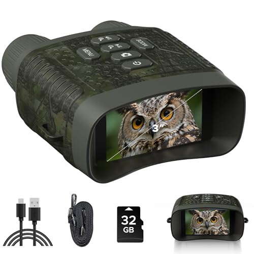 Night Vision Goggles, 4K Night Vision Binoculars, Infrared Digital Night Vision with 3'' HD Screen & 10X Digital Zoom, 5000mAh Battery and 32GB TF Card, Tech Gadgets Telescope for Camping