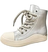 Haute Pink Trendy High Top Platform Sneakers for Women Breathable PU Leather Laceup Shoes with Zi...
