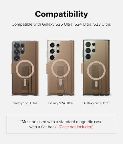 Image of Ringke Folio Wallet Magnetic for Samsung Galaxy S25 Ultra [Compatible with MagSafe Case] Detachable Slim PU Leather Grip Card Holder Wallet Flip Cover for Flat Back Magnetic Case - Brown
