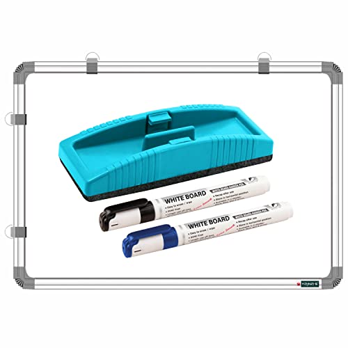 Image of Non-Magnetic 3x4 Feet (35x48 Inch) Double Sided Whiteboard and Chalkboard Both Side Writing Board with 2 Markers + 1 Duster - Set of 3 Items